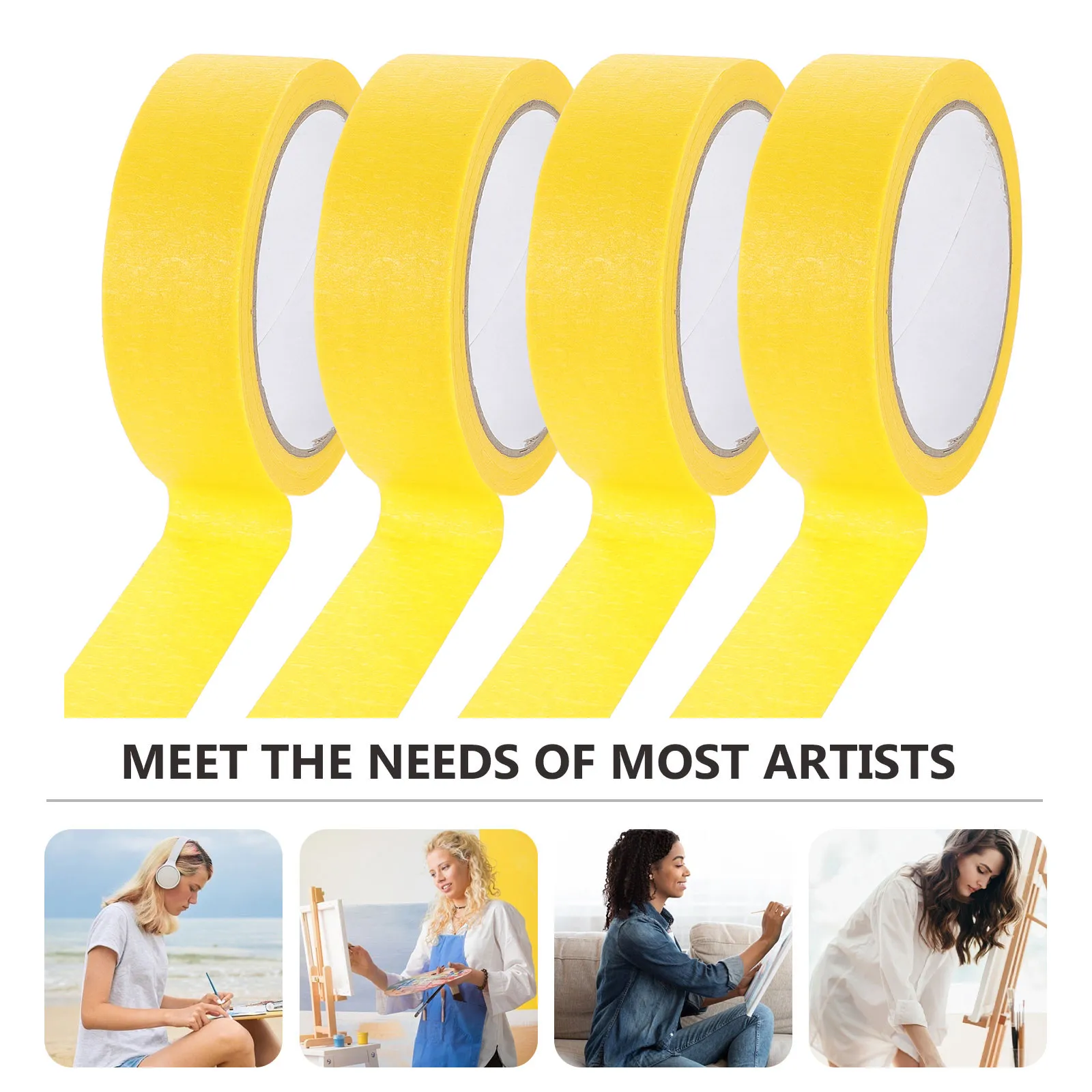 4롤 아트 페인터 테이프, 쉽게 떼어낼 수 있는 마스킹 테이프, 스프레이 페인팅, 자동차 도색, DIY 프로젝트용, 깨끗하게 제거 가능, 잔여물 없음