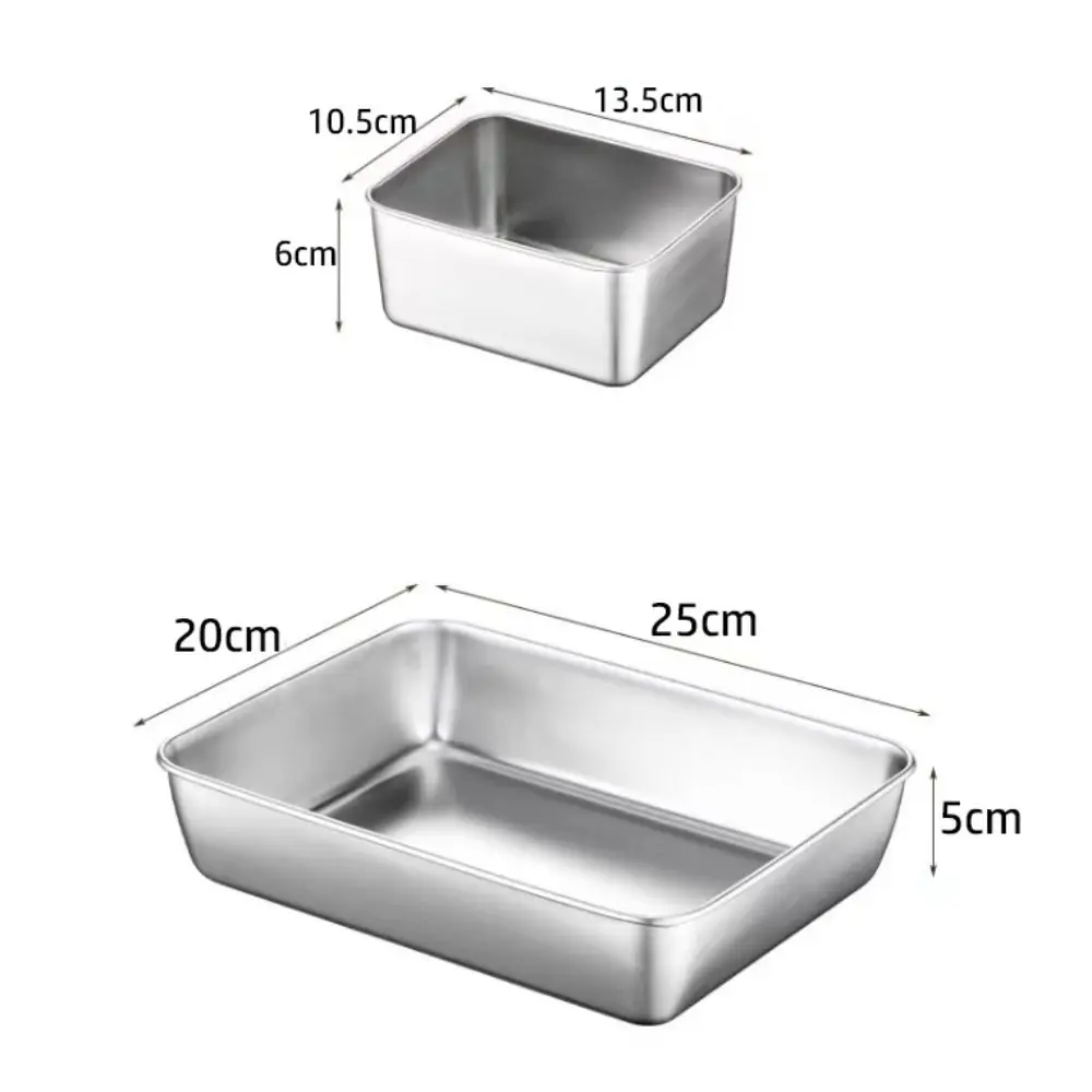 Stainless Steel Square Plate Rectangular Large Kitchen Storage Plate with Lid Multifunction Commercial Dish Tray 6
