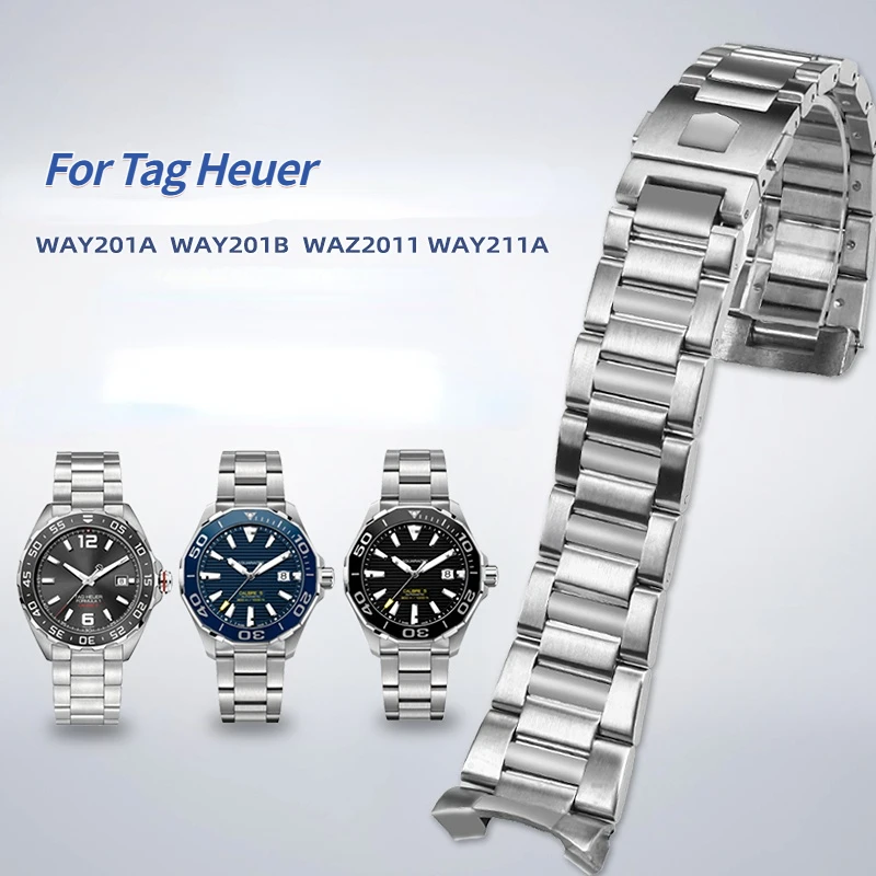 Per Tag Heuer Cinturino In Metallo Race Dive Calera Series Black Blue Water Ghost Argento Nero Acciaio Inossidabile Solido Cinturino 22Mm 24Mm