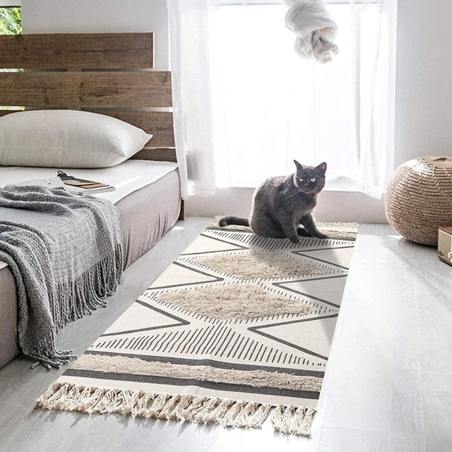 Boho Kitchen Rug Runner with Tassels, Woven Farmhouse Entryway Modern —  Annie & Oak