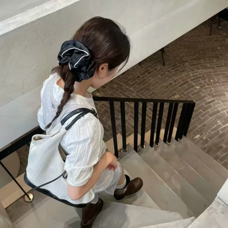 Retro Trend Lady Axillary Bag New Womens Bag Fashion Shoulder Bags High Capacity Leisure Versatile Tote Bags Beige Canvas Bags