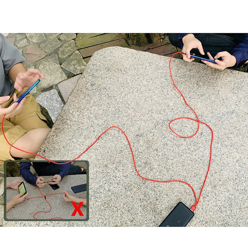 2-in-1 USB C 케이블 나일론 편조형 타입-C 마이크로 고속 충전 데이터 케이블 8피트/4피트 두 대의 휴대폰 동시 충전 어댑터 와이어