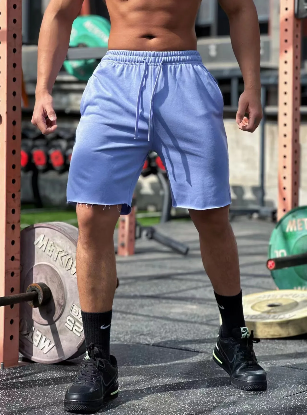 Pantalones cortos de entrenamiento para hombre, 2023 algodón