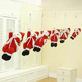 1PC Christmas Rope-Climbing Santa Claus Hanging Decoration with Red Golden Accents Classic Festive Party Decor 1
