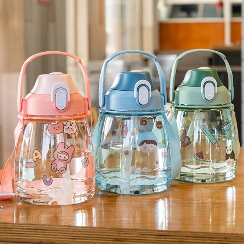 KECTTIO 550ML Kids Water Bottles With Straw Portable Leak-proof Seal School  Water Cups Girl Drinking