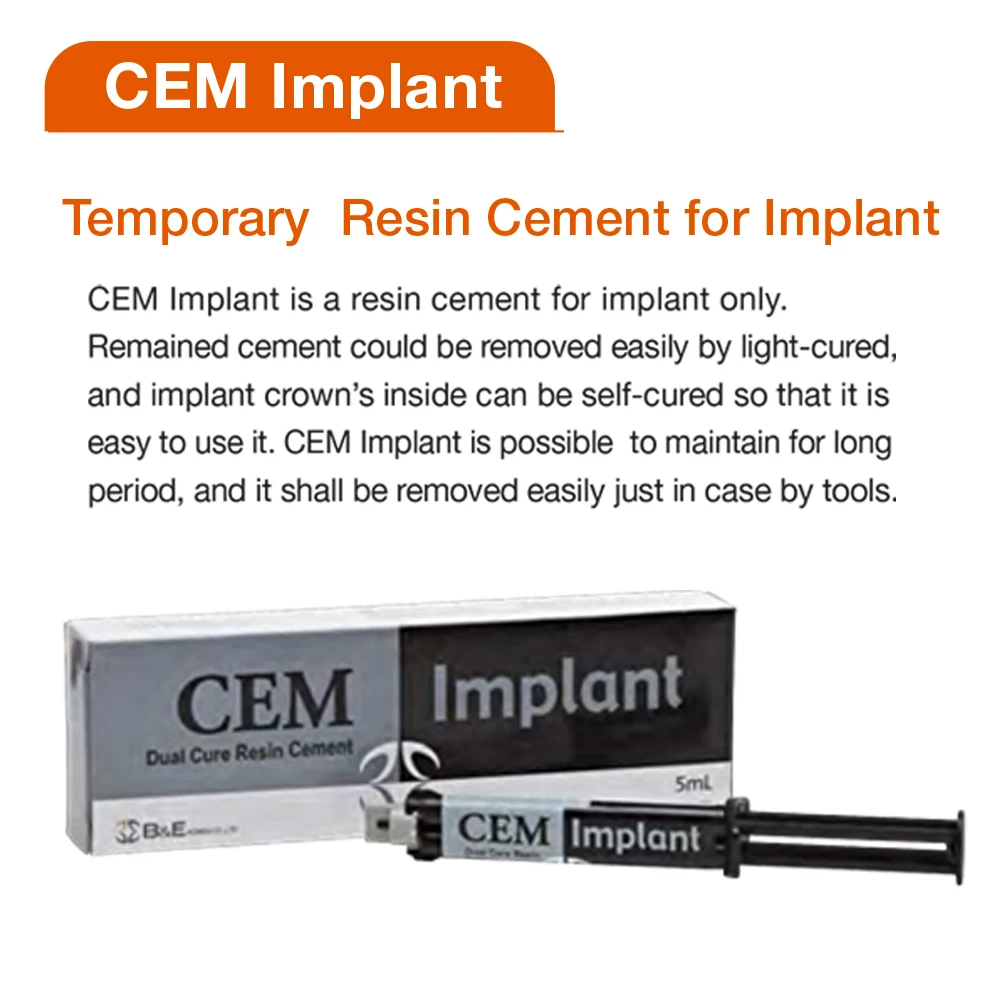 

Dental Materials Temporary Cement For Implant CEM Dual Cure Light Or Self Curing White Temp Resin Glue Syringe Dentistry Product