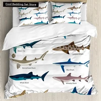Shark Duvet Cover Set Types of Sharks Pattern Duvet Cover Set Bedclothes Pillowcase Double Queen King Size Polyester Bedding Set 1