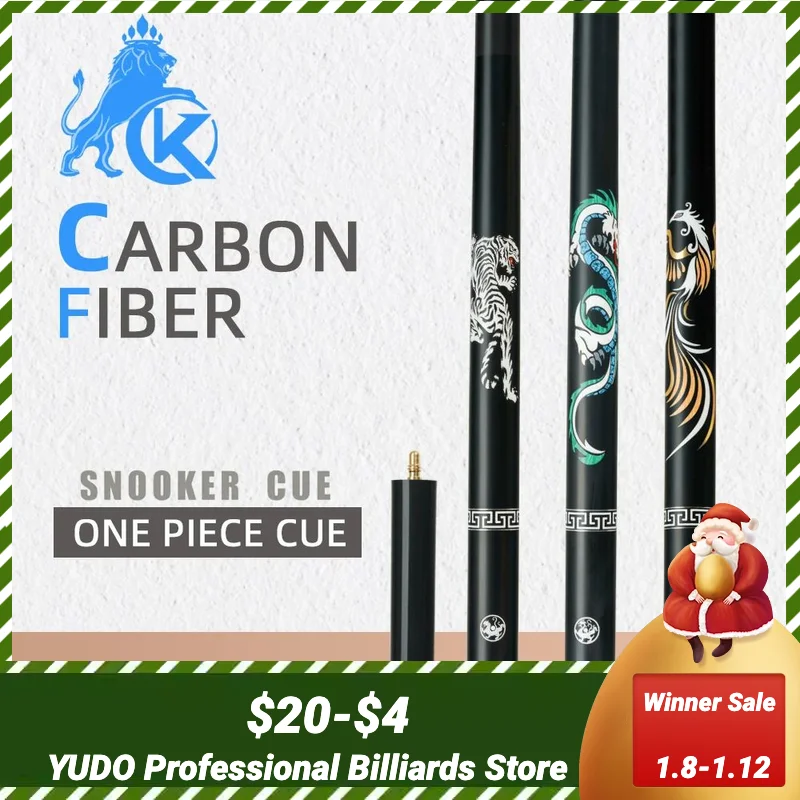

Konllen Billiards One Piece Cue 10.2mm Snooker Cue Carbon Fiber Black Technology Single Cue with Extension and Case Stick Kit