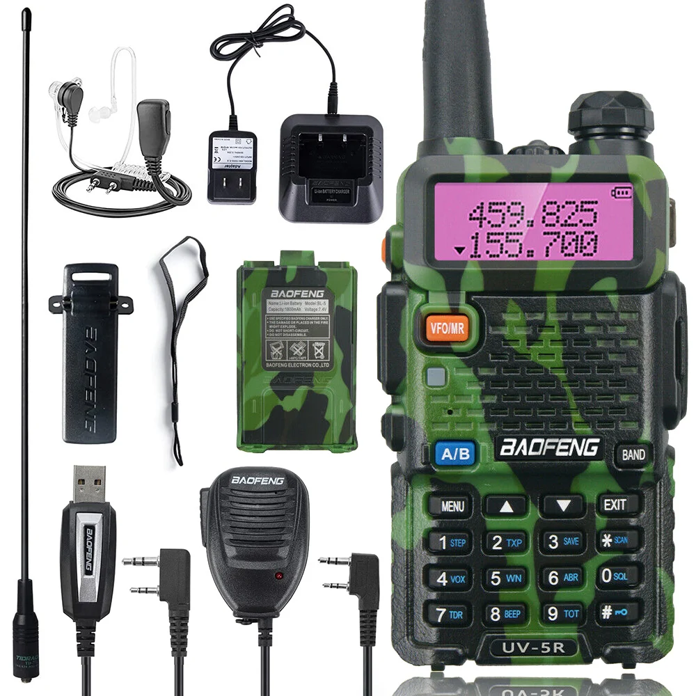 BaoFeng UV 5R Walkie-Talkie Dualband Long Range Two Way Radio For Hunting Portable FM cb Radio Stations Transceiver Wireless Set