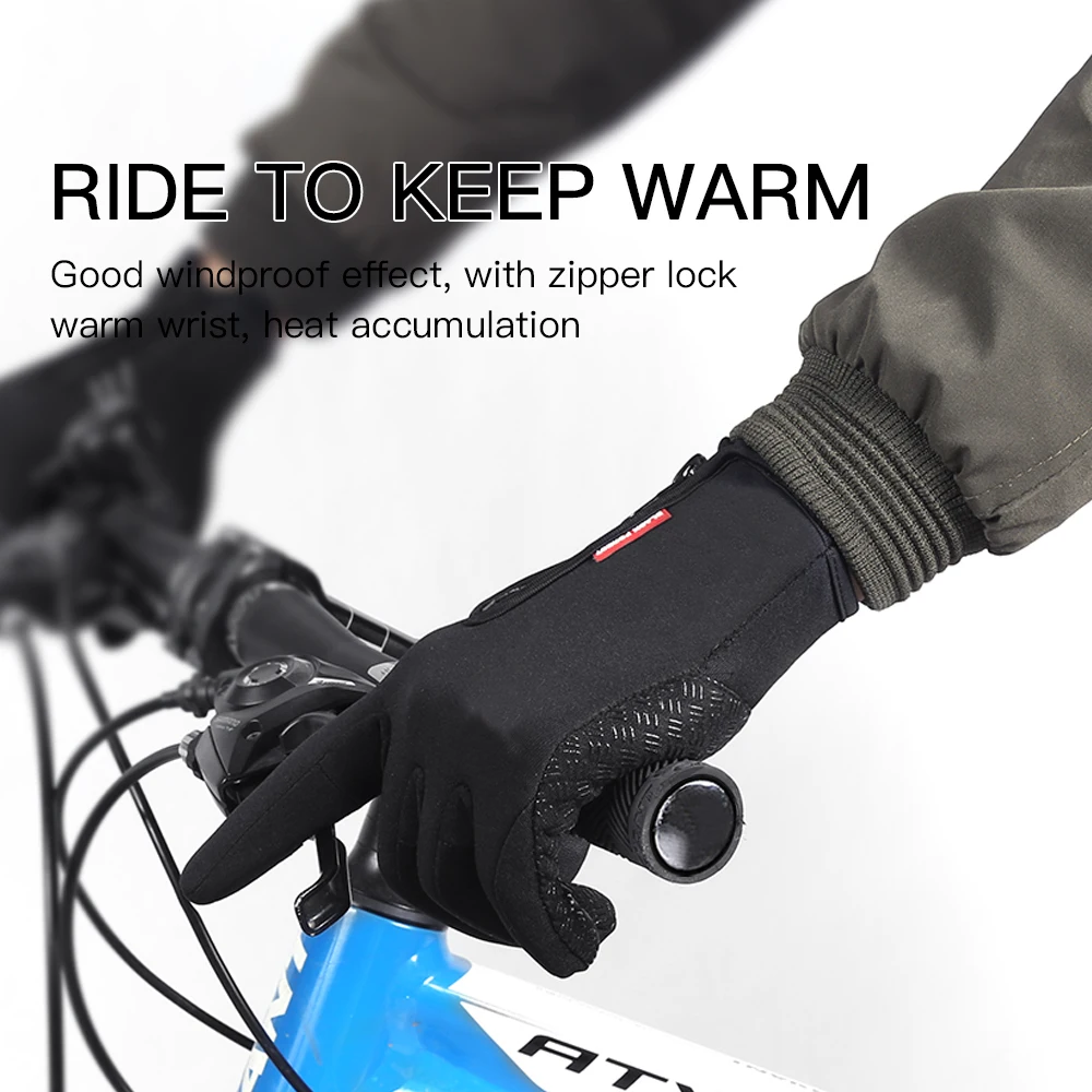 WinterThermal Cycling Gloves Bicycle Warm Touchscreen Full Finger Glove Waterproof Outdoor Bike Skiing Fishing Motorcycle Riding