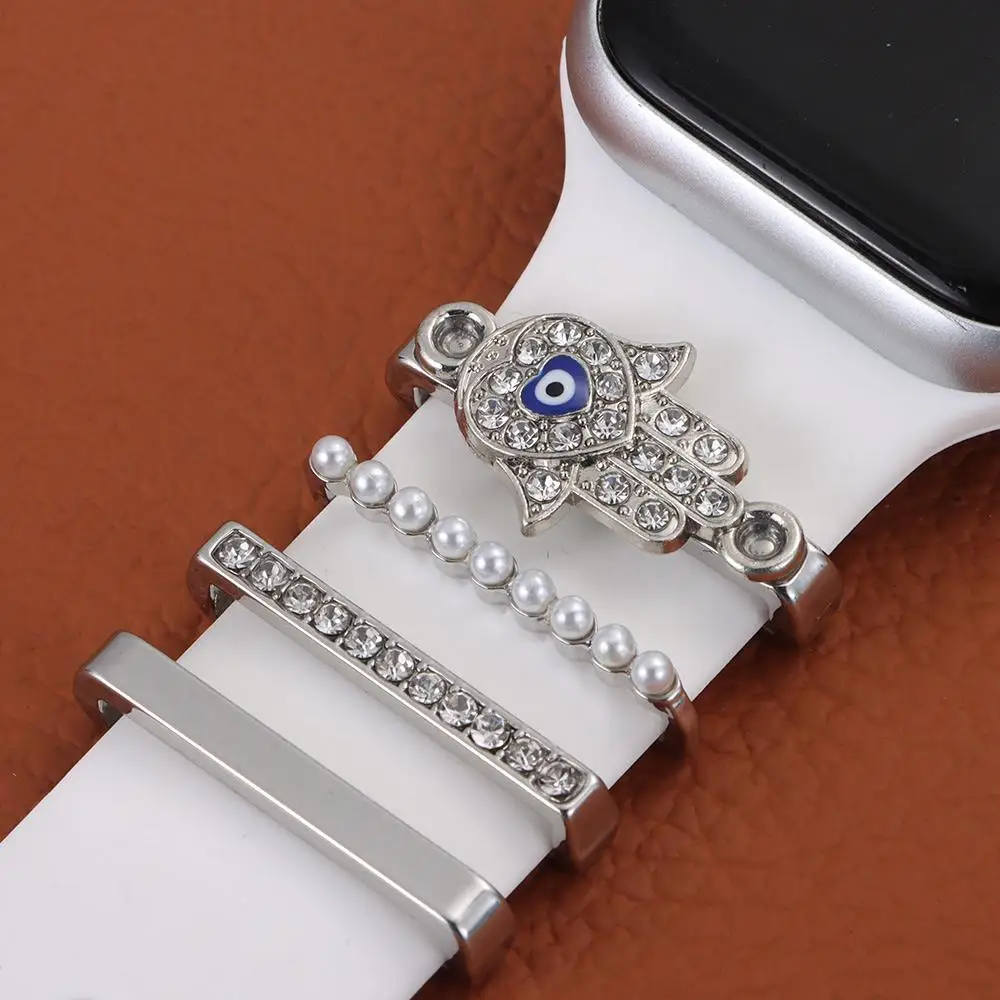 Diamond Love Ornament Decorative Ring for Smart Watch Silicone Strap Bracelet