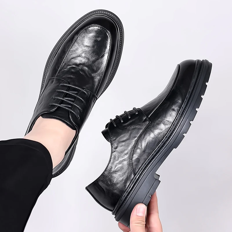 High Quality Women's Genuine Leather Casual Shoes 2023 New Fashion Lace Up Business Dress Shoes for Men Breathable Walking Shoes