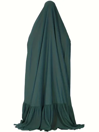 Ramadan Abaya Middle Eastern Muslim Solid Color Long Robe Kaftan, Chador Headscarf Dress, Islam Kebaya For Women Dubai Khimar