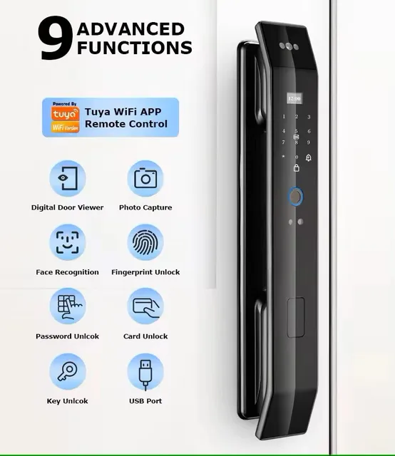 Sunlight 001Tuya Smart Door Lock 3d Face Recognition Automatic Smart Locks With Camera Smart Biometric Security Door Lock 3