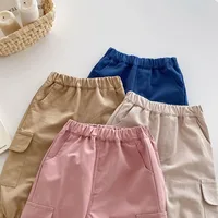 9M-5T Toddler Girls Boys Harem Pants Simplicity Big Pocket Elastic Waist Cool Cargo Pants for 5 Years Baby Trousers 4