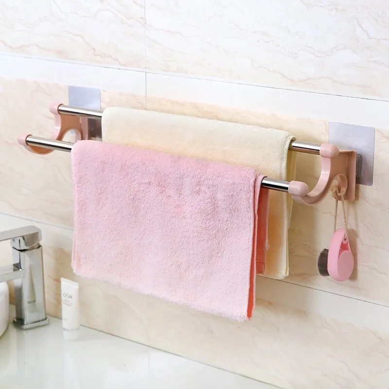 Double Towel Holder Wall-mounted Towel Rack Bathroom Kitchen Accessories