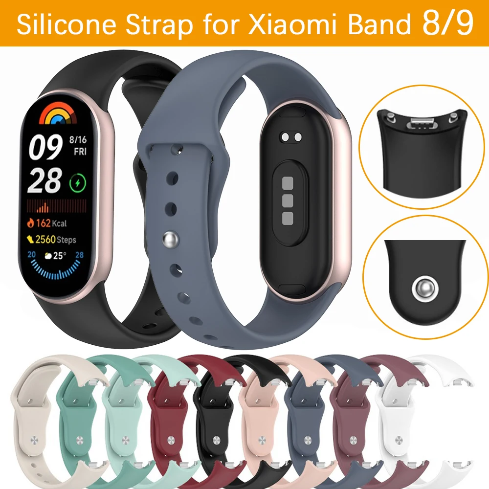 Durable Silicone Fitness Tracker Strap in Solid Color with Reverse Buckle