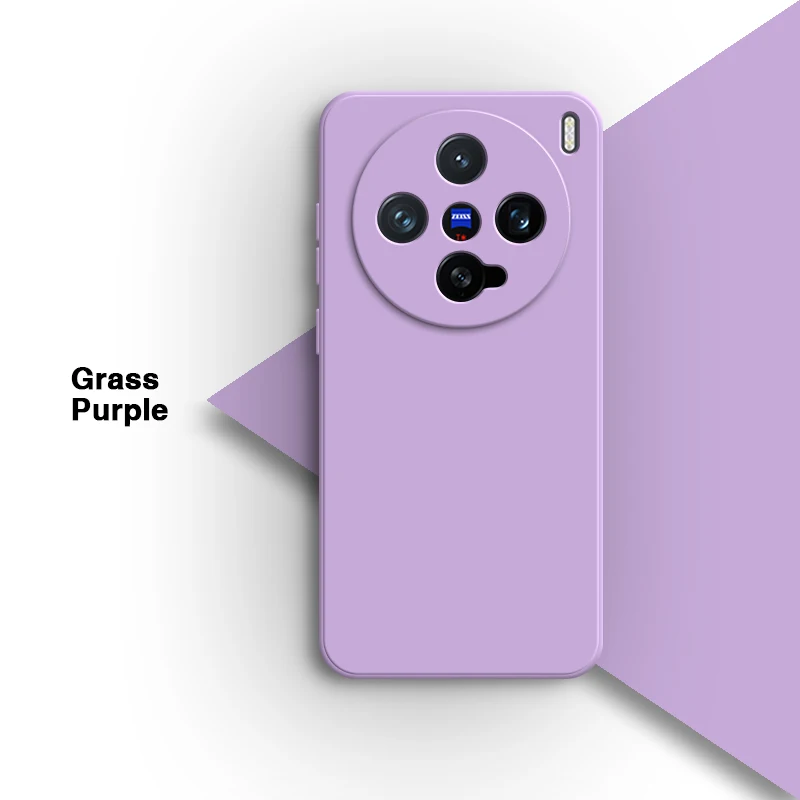 Solid Color Liquid Silicone Phone Case - Simple Square Soft Back Cover