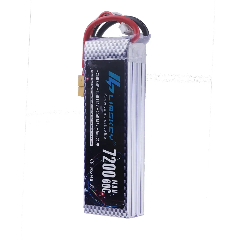 Batterie Lipo 4S 14.8V 7200mAh 60C pour Drone RC - Connecteurs XT60/XT90/T/EC5/TRX
