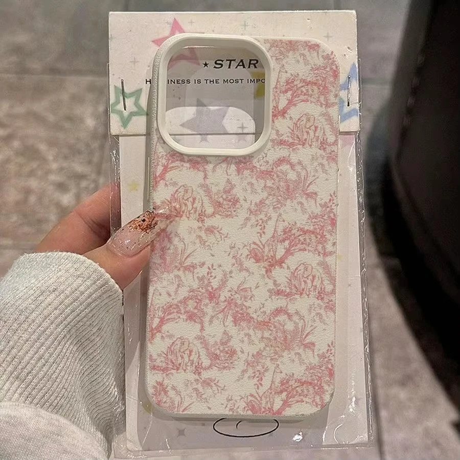 Pink Floral Lichee Pattern Phone Case Cover