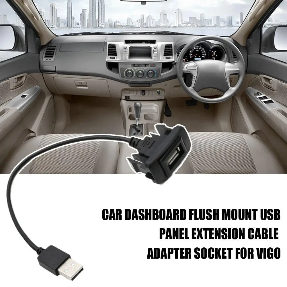 

Car Dashboard Flush Mount USB Port Panel Extension Cable Adapter Socket for Toyota Vigo Electronic USB Extension Cable