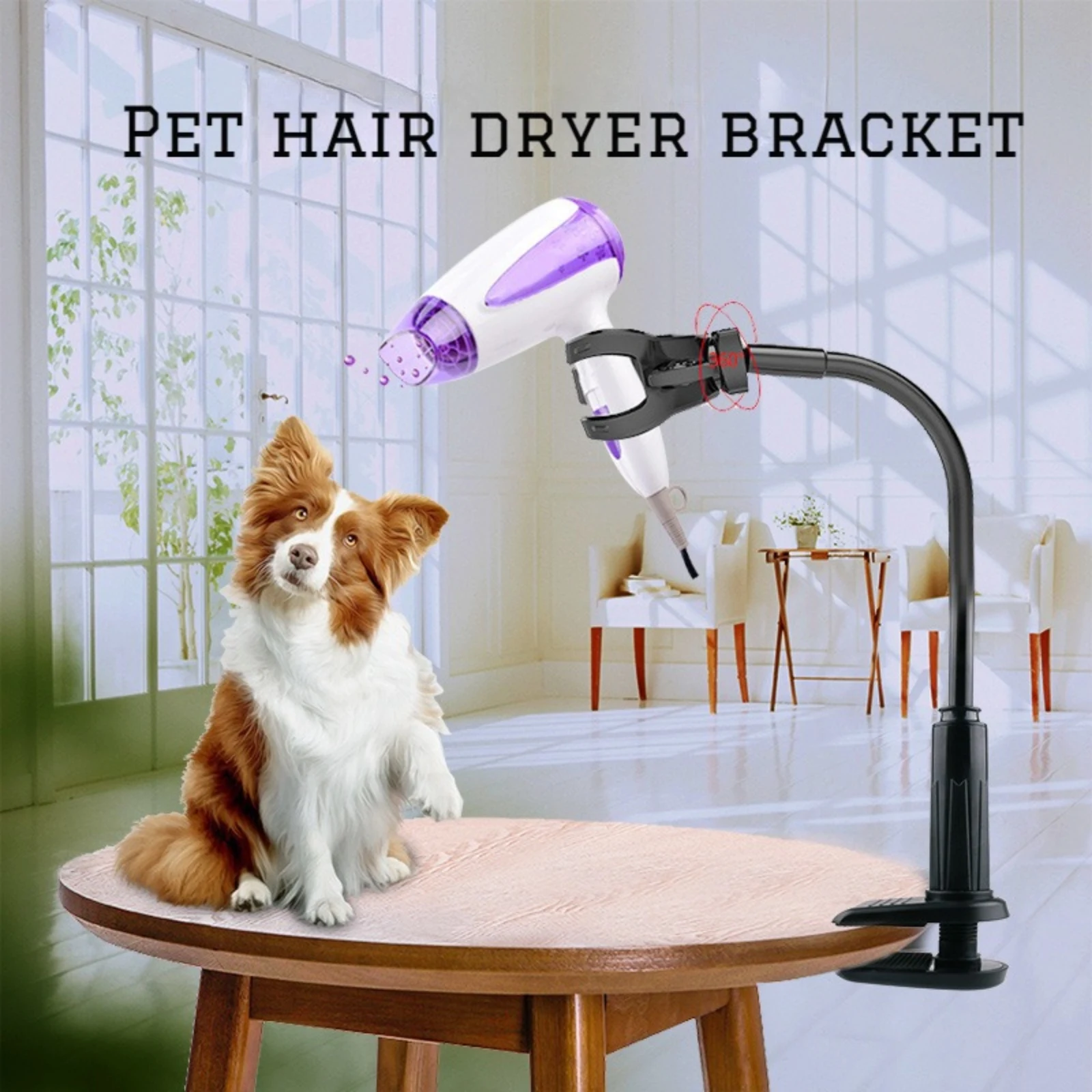 Pet Hair Dryer Bracket Three Jaw Type Dryer Stand for Dog Cat Pet Holder Stand Flexible Hairdryer Holder for Drying and Styling