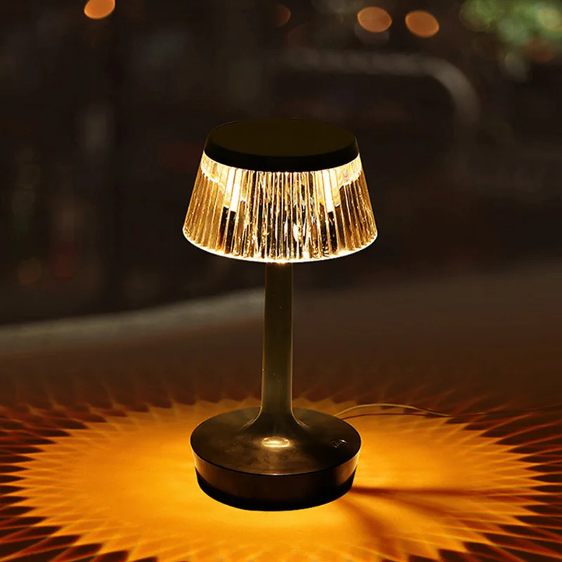 

Wireless LED Desk Lamp USB Rechargeable Touch Control Mushroom Crystal Lamp Bedside Night Light for Bedroom Office Home Decor