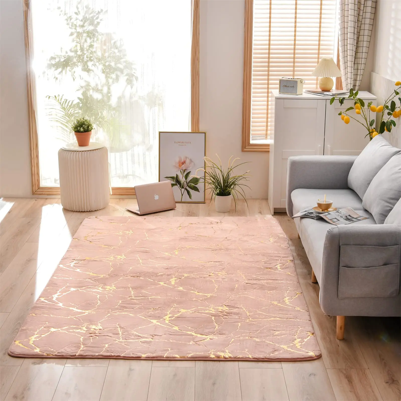 Bathroom Bedroom Bedside Living Room Sofa Foot Mats Rabbit Fur Non-slip Plush Carpets