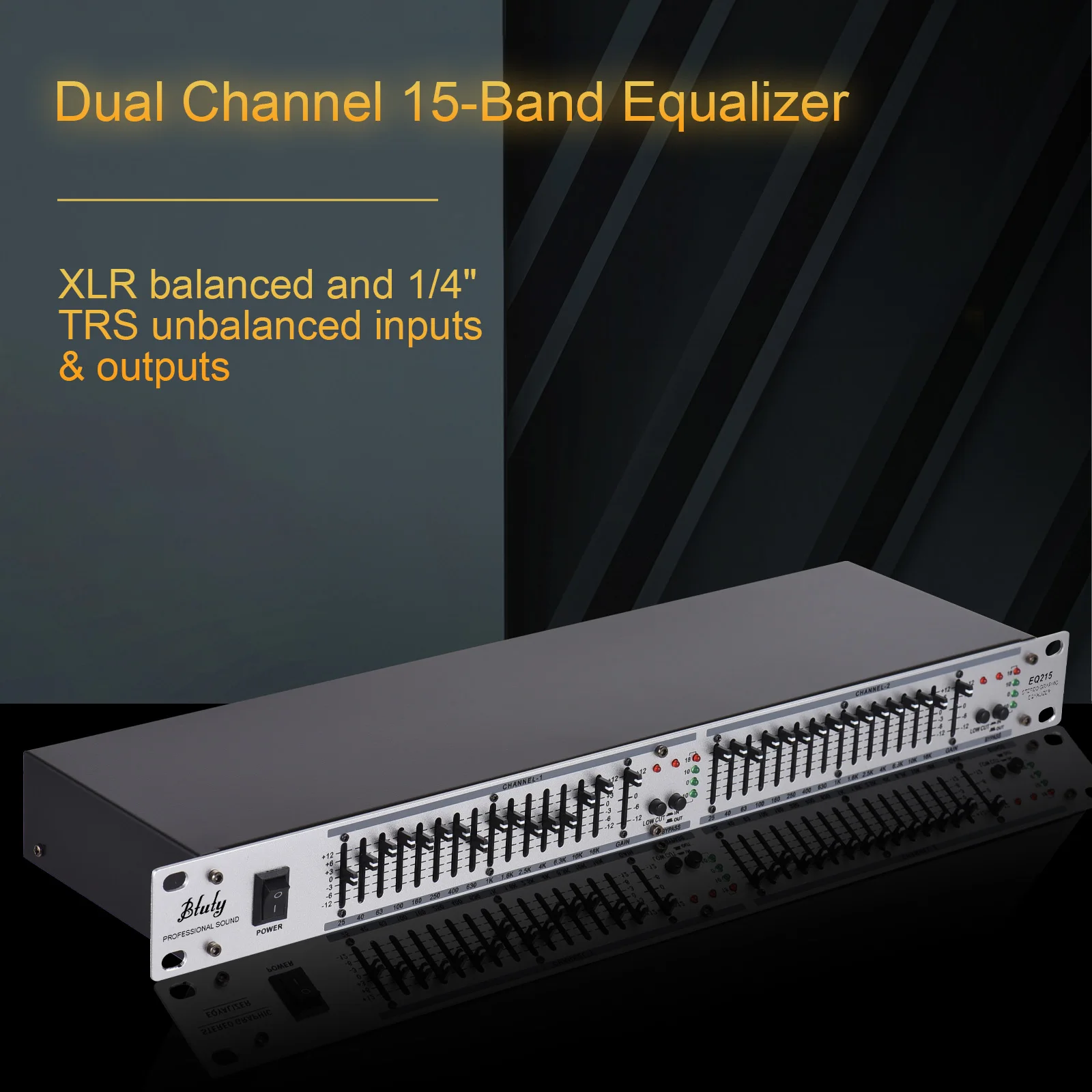 

Btuty EQ-215 двухканальный 15-полосный эквалайзер 1U, двухканальный стерео