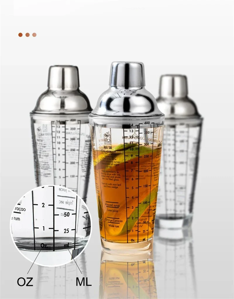 Description Picture 3 of item400/600ML Cocktail Shaker Glass Transparent Cup Mixing Wine Glass Bar Bartender Hand Cocktail Stainless Steel Bartender Tools
