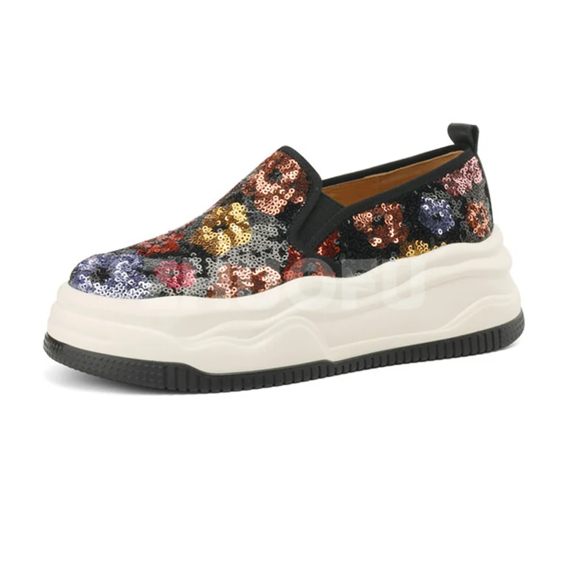 

Ladies Casual Shoes Spring Autumn New Style Round Toe Sequin Decor Upper Women Flat Shoes Full Of Sophistication Loafers