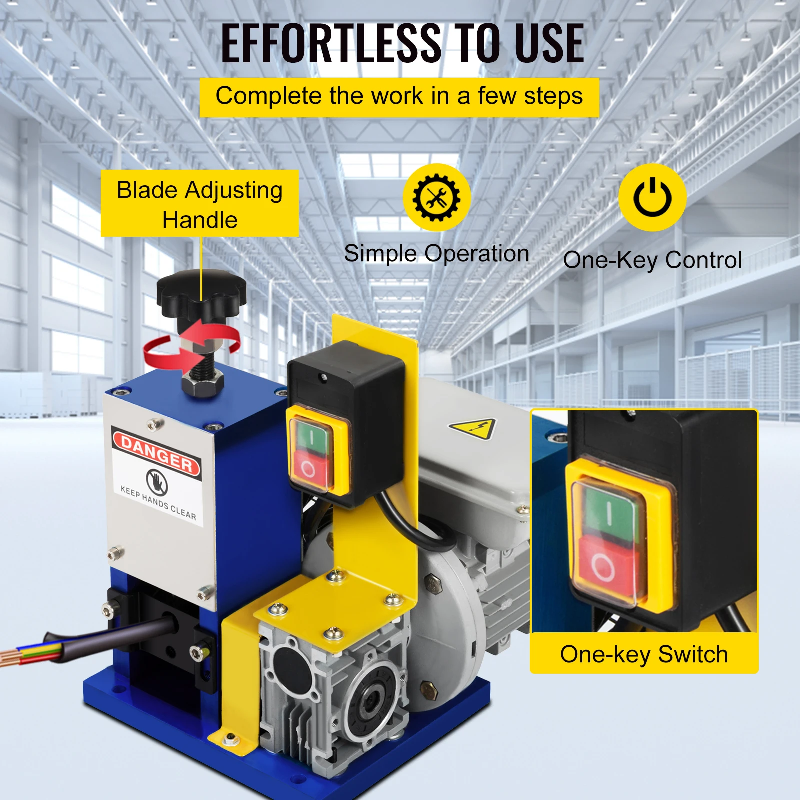 VEVOR Electric Wire Stripping Machine Portable Cable Stripper Wire Stripper 1.5 - 25mm 180W 220V 110V for Scrap Copper Recycling 6