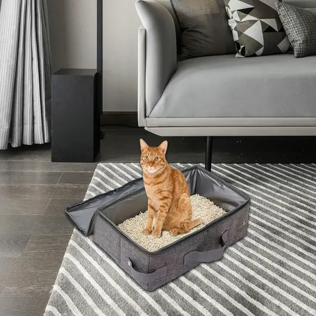 Portable Cat Litter Box Carrier Lightweight Foldable Easy to Carry Pet Supplies Travel Litter Tray Case for Hotel Stays Car 3