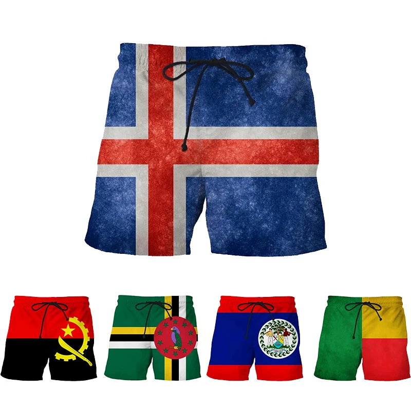 

Summer Men's Swimsuit Spain Flag Print Surfing Board Beach Shorts New Fashion Oversized Trunks Sportwear Briefs Boy Short Pants