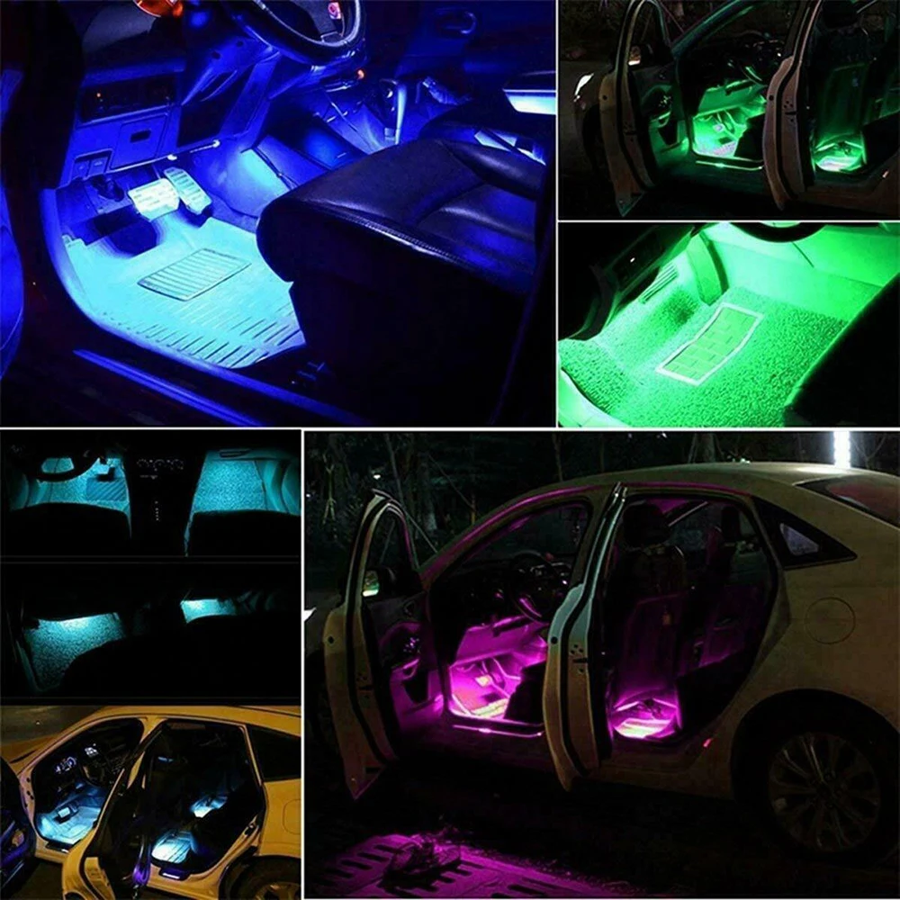 Automotive LED Music Atmosphere Light RGB Car Interior Lamplighting Adjustabl Auto Rhythm Light Strip for Chassis Family Party starlight headliner