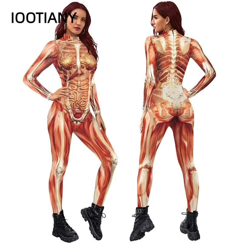 

Fashion Human Body Costume 3D Printed Adult Bodysuits New Anime Cosplay Women Costumes Sexy Slim Elastic Jumpsuit Long Sleeve