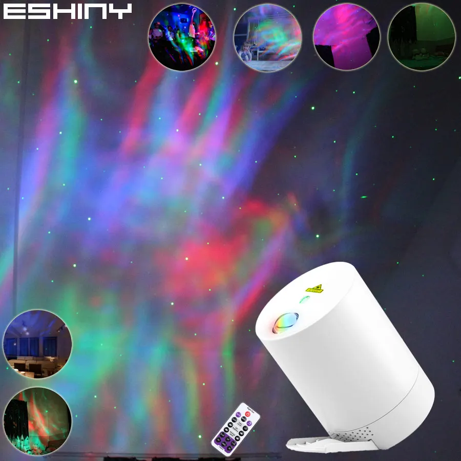 Eshiny Rgb Led Aurora Galaxy Green Laser Stars Proiettore Nebula Sky Light Bambino Bambini Water Night Cloud Camera Da Letto Lampada Regalo N6Z3