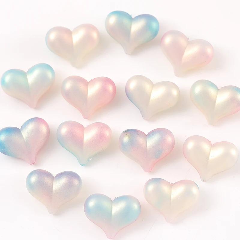 30pcs 18x22mm Gradient Colors resin Beads Love Heart Shape Beads For Jewelry Making Diy Bracelet Necklace Phone Chai