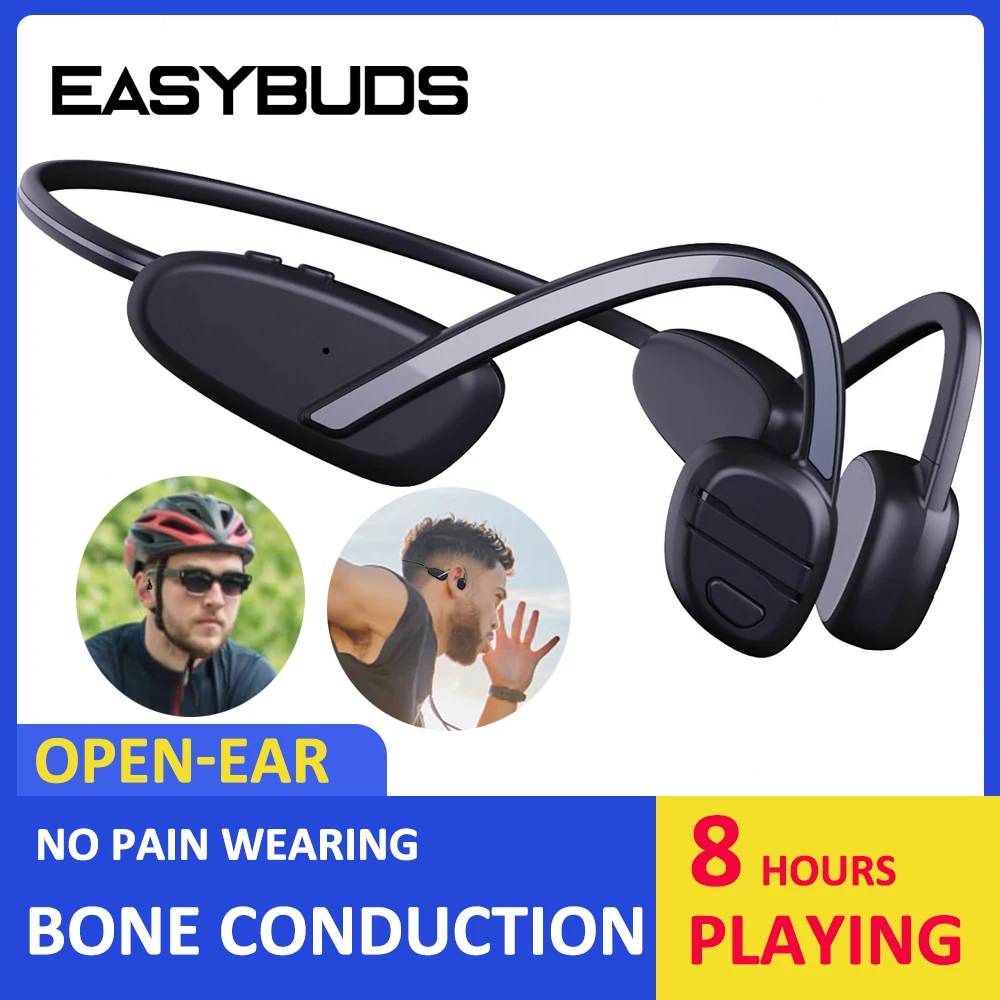 Беспроводные спортивные наушники EASYBUDS с костной проводимостью, наушники с открытым ухом, Bluetooth 5,3, наушники со встроенным микрофоном, гарнитура с защитой от пота
