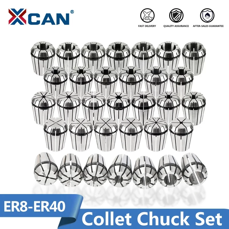 XCAN Spring Collet Precision Collet Chuck Set ER8 ER16 ER20 ER25 ER32 ER40 For CNC Engraving Machine Milling Lathe Tool Holder