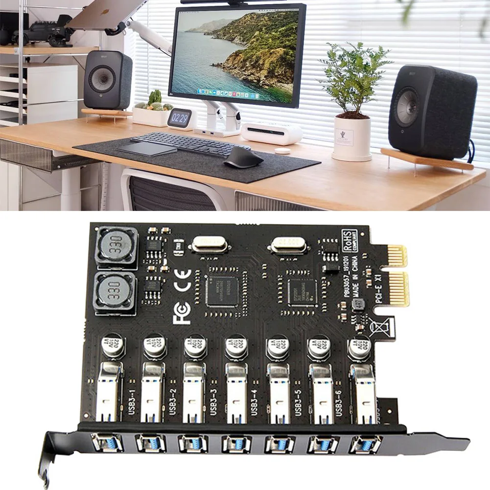 

Плата расширения PCI-E на 7 портов USB 3,0, 5 Гбит/с, USB 3,0