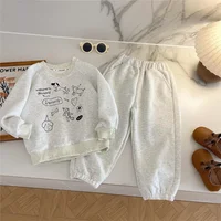 Ensembles de sport trempés pour enfants, garçon, fille, dessin animé, PVD + pantalon, tenues de printemps pour enfants, vêtements d'automne pour tout-petits, nouveau, 2025, 2 pièces 2