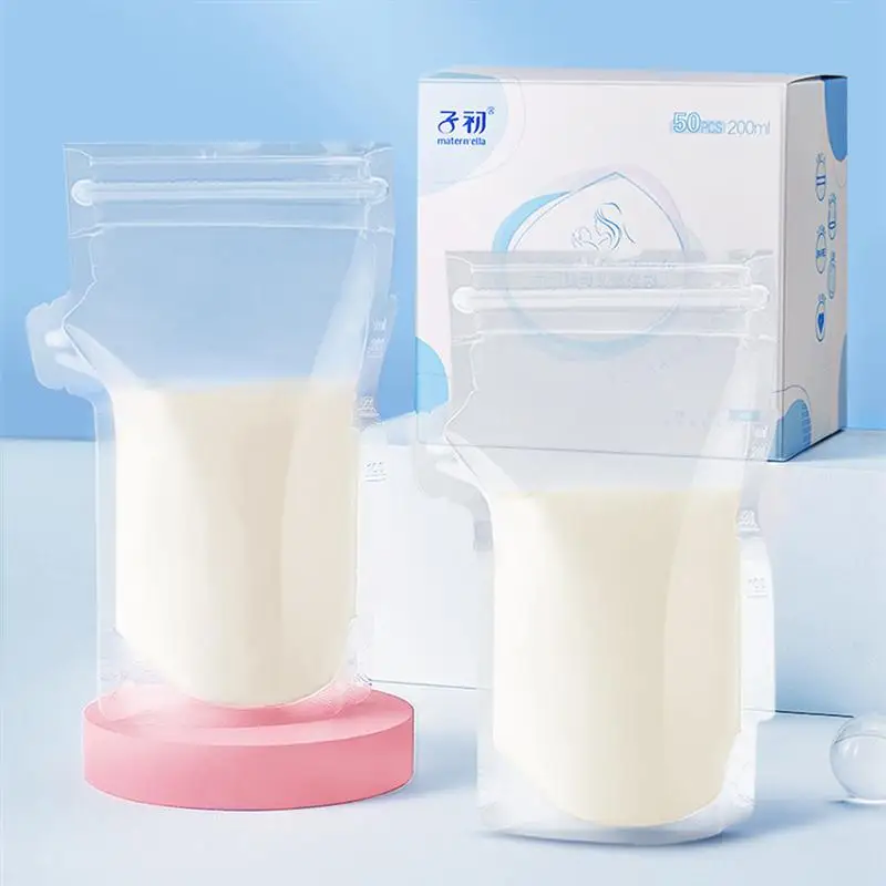 50Pcs Leakproof Breast Milk Bags 200ml Freshness Keeping Breast Milk Bags Mother Milk Freezer Feeding Infant Storage Milk Bag 2