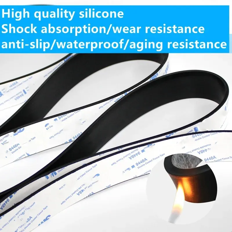 Silicone Rubber Strip Adhesive Flat Seal Gasket Anti-skid Shock Absorption High Temperature Resistant Sealing Strip door seal strip,sealing strip tape,window seal strip,sealing tape,sealing strip,rubber seal strip,rubber door weatherstripping,door weatherstripping,silicone seal strip,rubber gasket panel