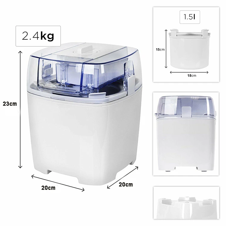 1.5L, Electric DIY Frozen Yogurt Cream Making Machine Fruit Sorbet Maker Ice Cream Maker For Homeuse Party/