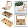 Display Cabinet Wooden Tea Coffee Rack Storage Box 8Compartment Wood + Glass 1 PCS 2
