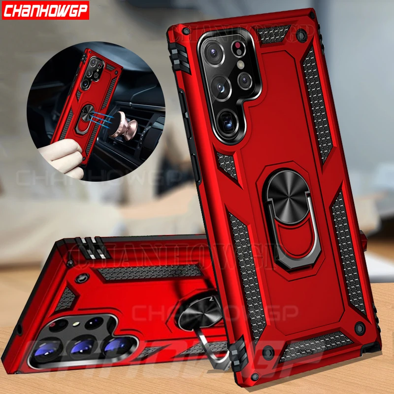 Custodia antiurto per armatura per Samsung Galaxy S23 Ultra Plus A04s A04 A14 A34 A54 5G 4G Anello in metallo Cavalletto Supporto per supporto Custodia in TPU_voghion.com