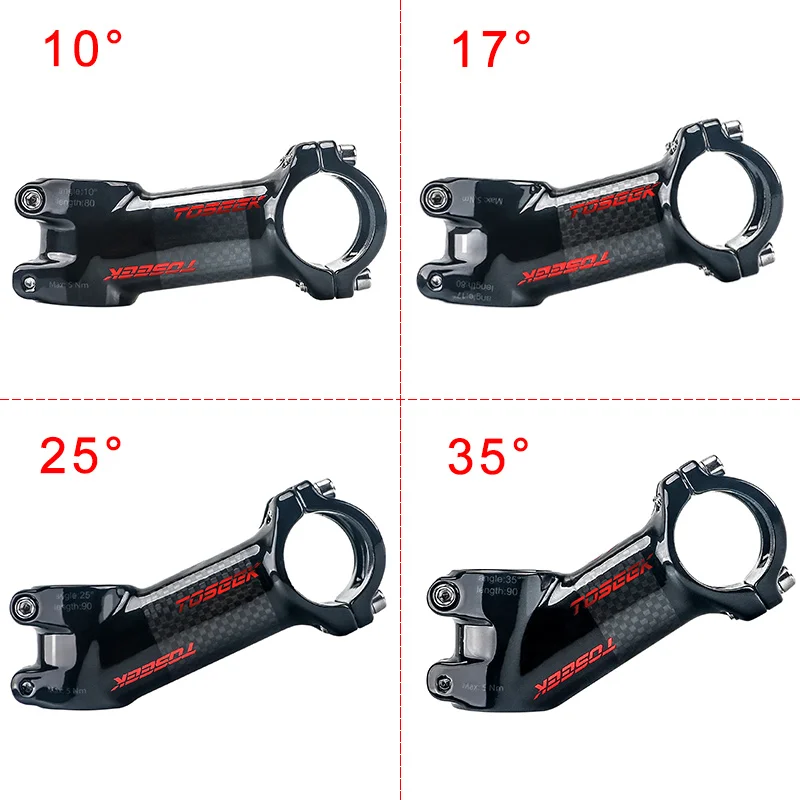 Toseek Ultralight Bicycle Stem 6/10/17/25/35 Degree Carbon