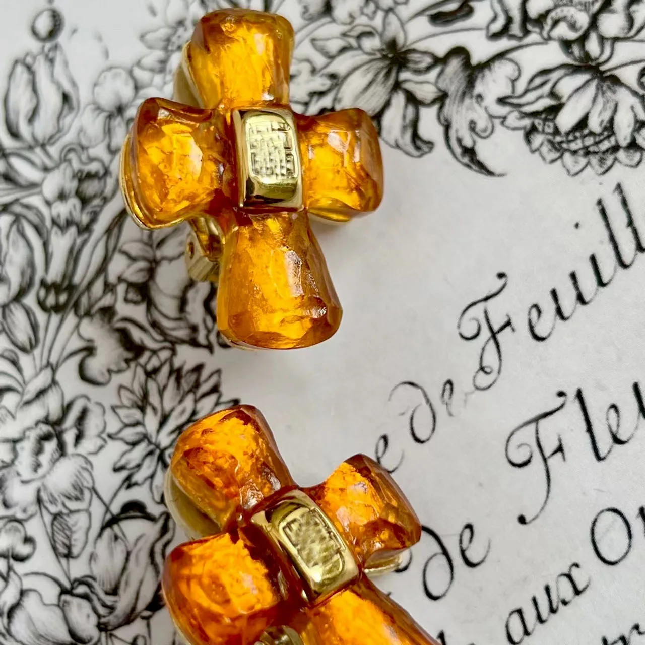 Vintage Chunky Orange Cross Statement Earrings For Women Jewelry Runway Party T Show Fancy Trendy Boho INS Japan Korea