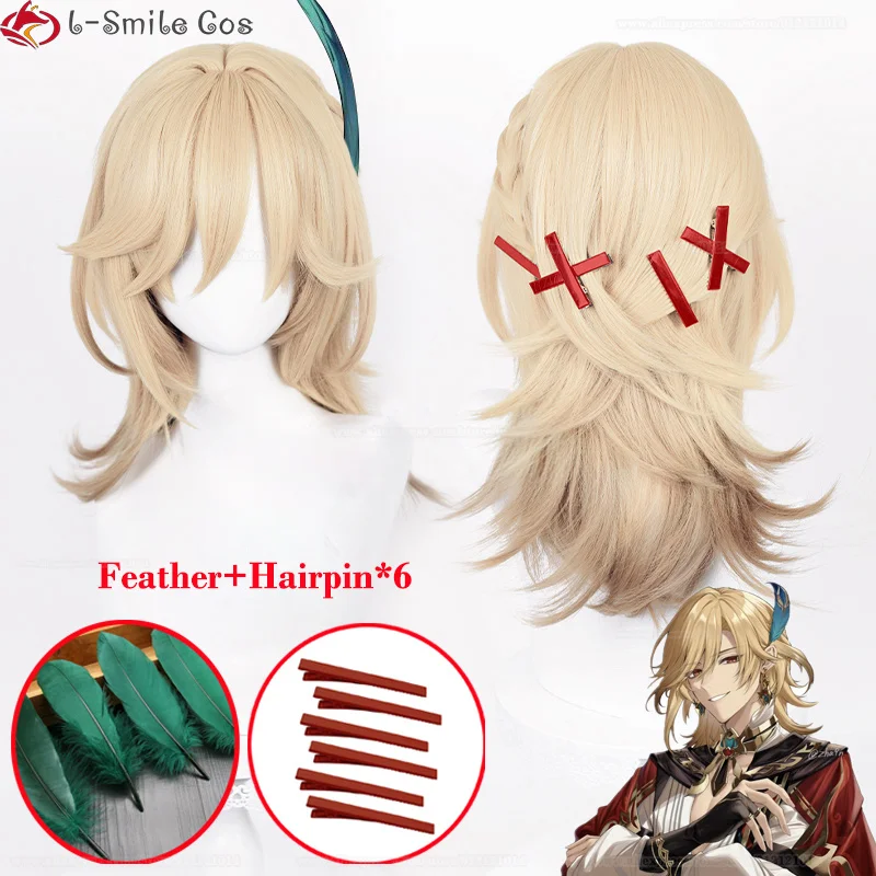 High Quality Kaveh Cosplay Wig Game Genshin Impact Kaveh Wigs 50cm Long